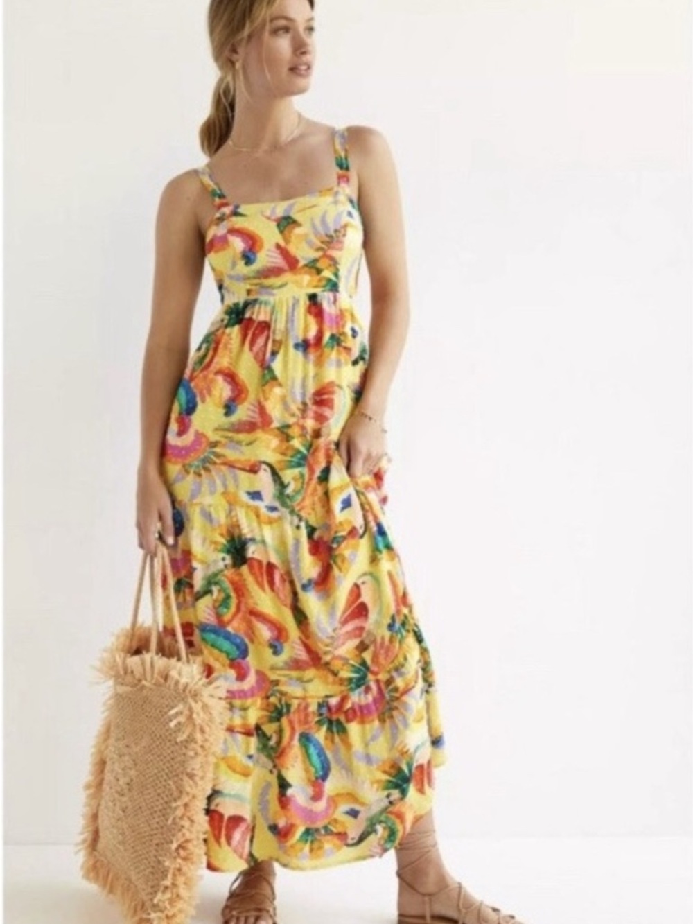 FARM Rio Yellow Multicolor Tropical Maxi Dress - Picture 3 of 13